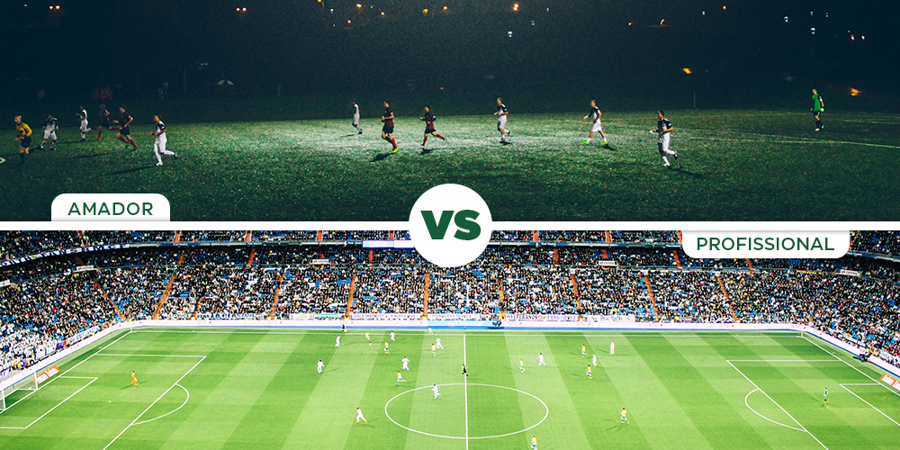 campo de futebol amador vs futebol profissional